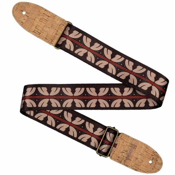 Guitar Strap w/ Vegan Cork - Ethnic Red Stripes - CGSVC10