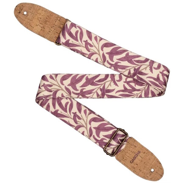 Guitar Strap w/ Vegan Cork - Mauve Leaves - CGSVC4