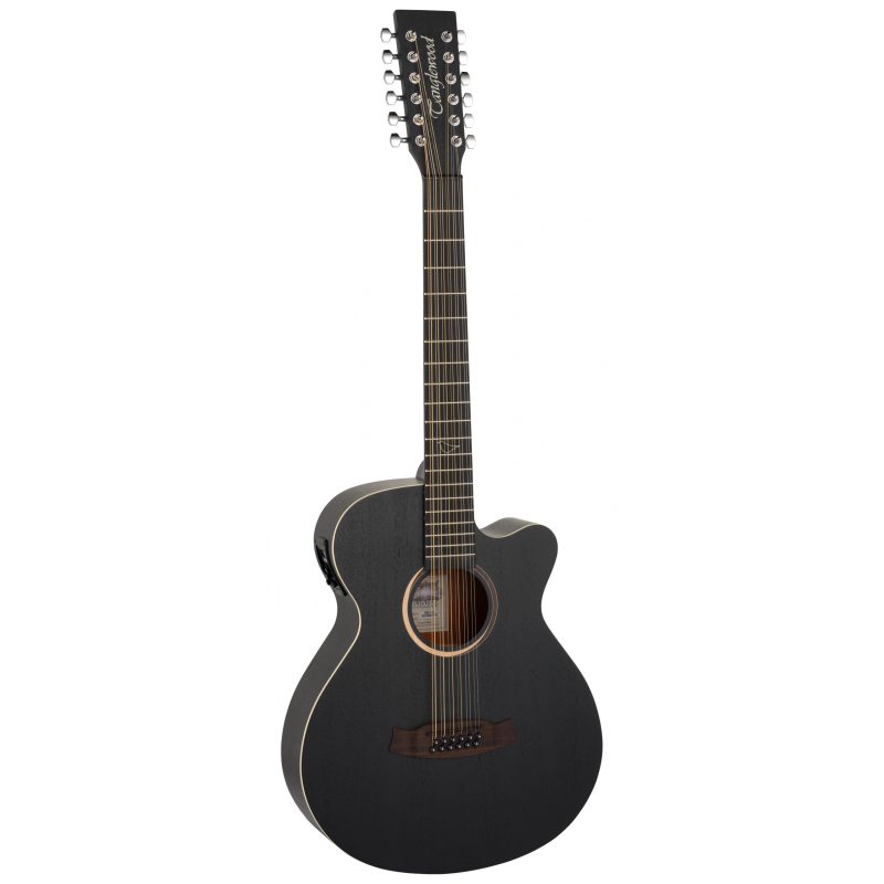 Tanglewood Blackbird Super Folk 12 string, Smokestack Black Satin, TB412CE